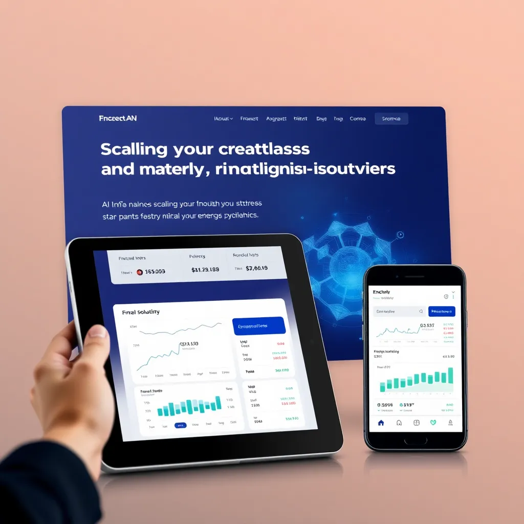 Yapay zeka destekli finansal çözümleri gösteren tablet ve akıllı telefon ekranları